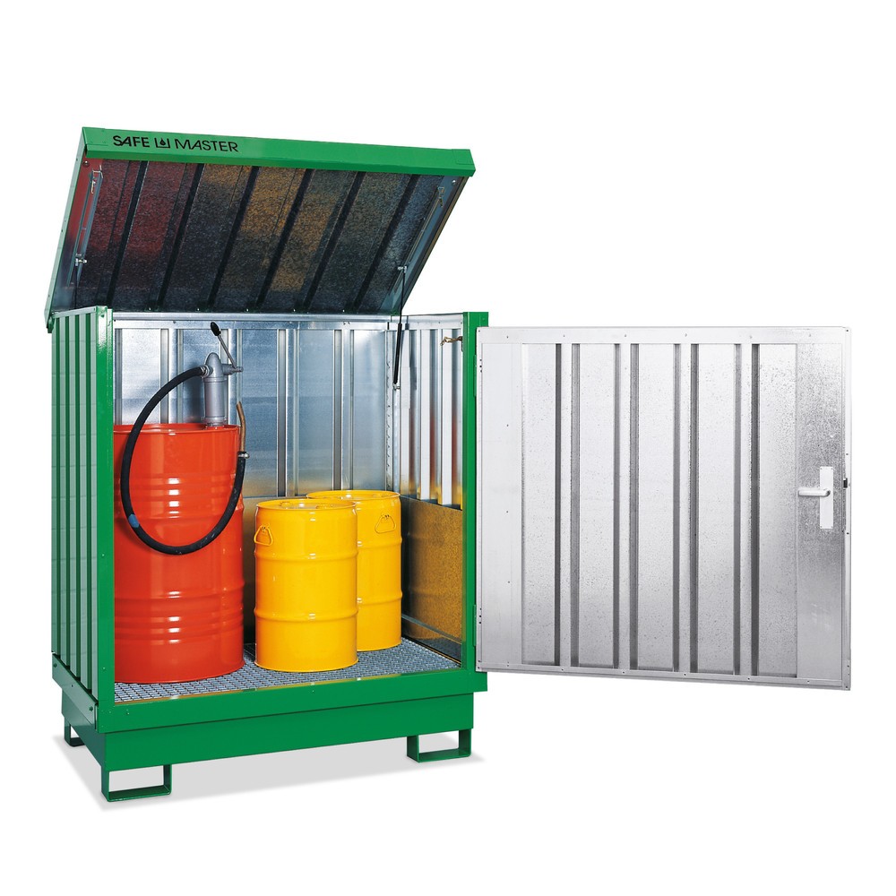 Productafbeelding nr. 2: Depot voor gevaarlijke stoffen, verzinkt en gelakt, 4 x 200 liter, h x b x d 1.610 x 1.420 x 1.490 mm, signaalgeel