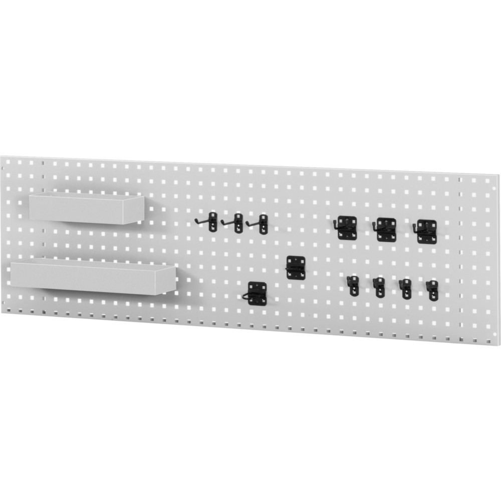 Obrázek produktu: Děrovaná deska RAU pro nástěnnou montáž, VxŠxH 450 x 750 x 15 mm, včetně sady držáků