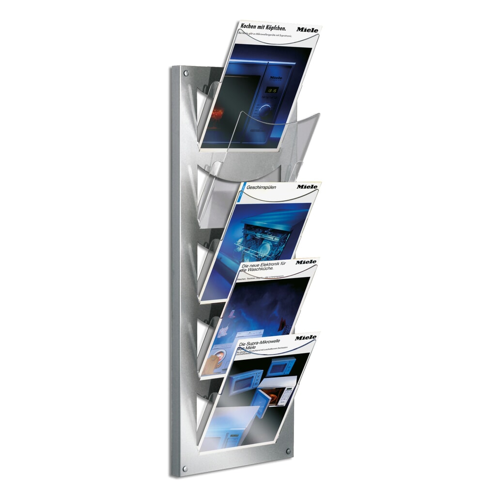 Design-Wandhalter, 5 transparente Fächer Produktabbildung: Design-Wandhalter, 5 transparente Fächer