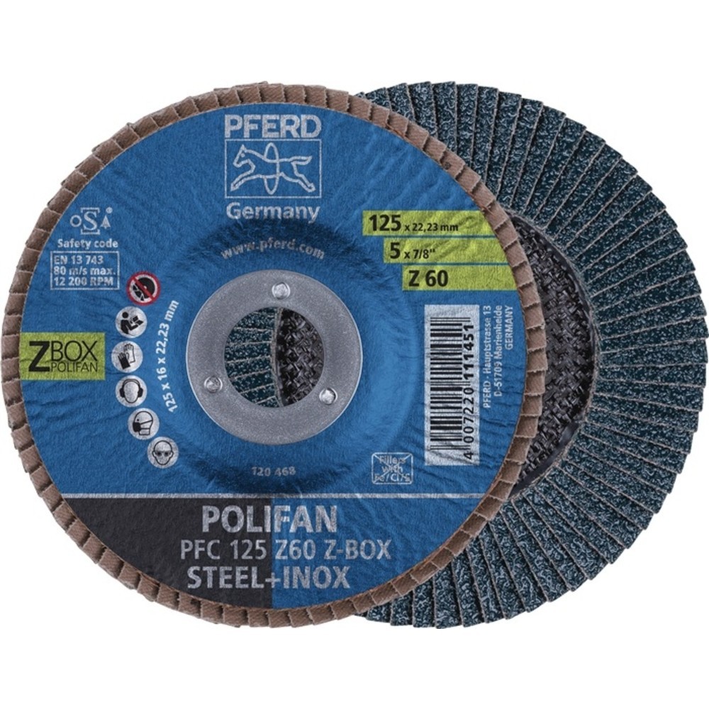 N° de l'image du produit 2 : Disque de ventilateur PFERD POLIFAN Z Caisse d.125 mm K.Z-60 kon.inox ZK boite de 10