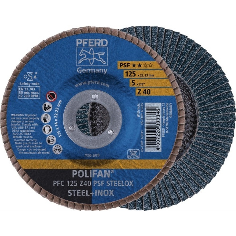 Illustration du produit: Disque à lamelles POLIFAN Z PSF STEELOX D. 115 mm granulation Z-40 conique INOX