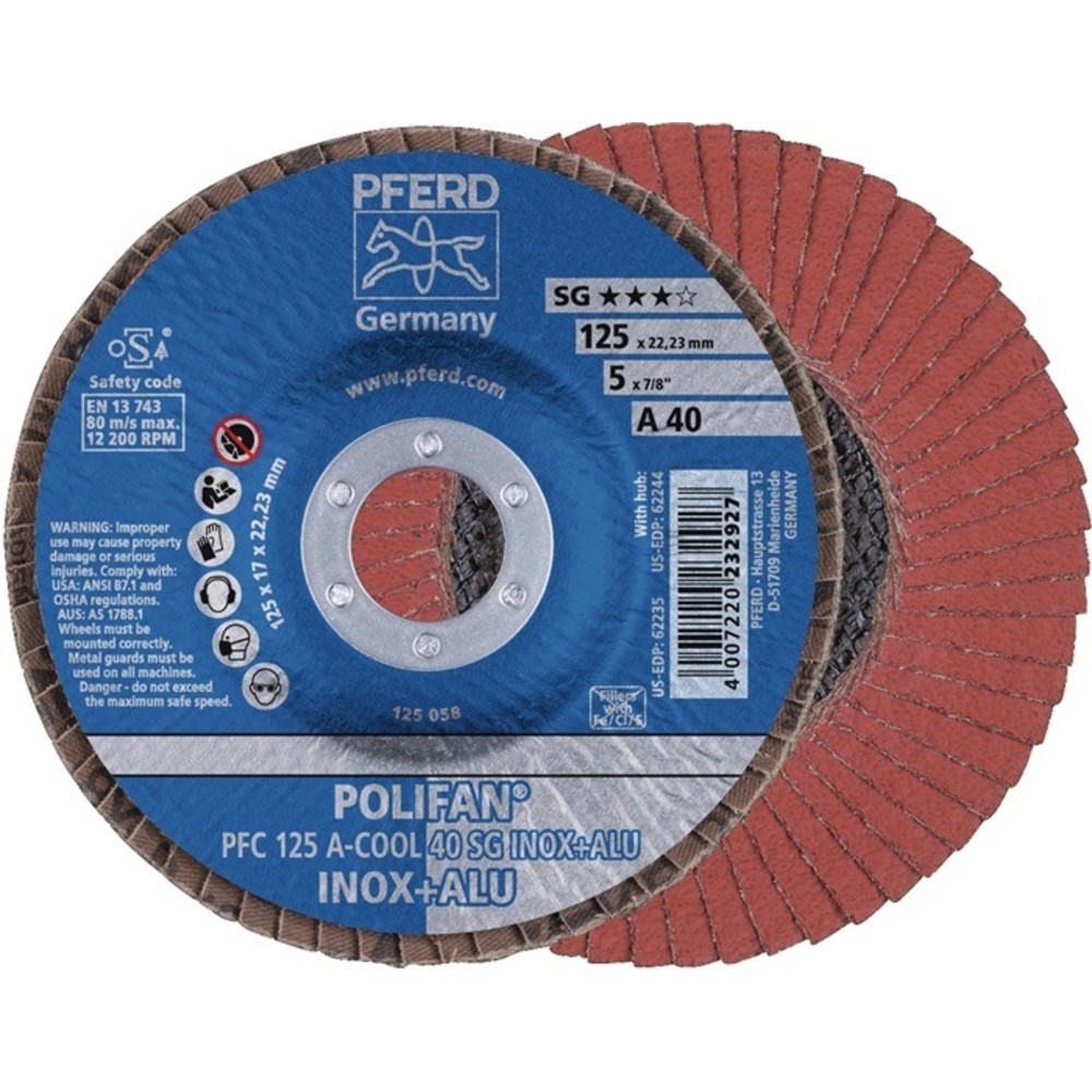 N° de l'image du produit 2 : Disque à lamelles POLIFAN A-COOL SG INOX+ALU D. 125 mm granulation A-40 conique