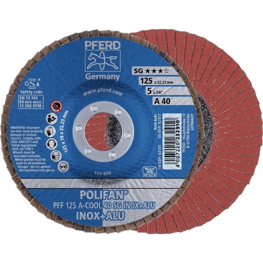 Illustration du produit: Disque à lamelles POLIFAN A-COOL SG INOX+ALU D. 125 mm granulation A-40 conique