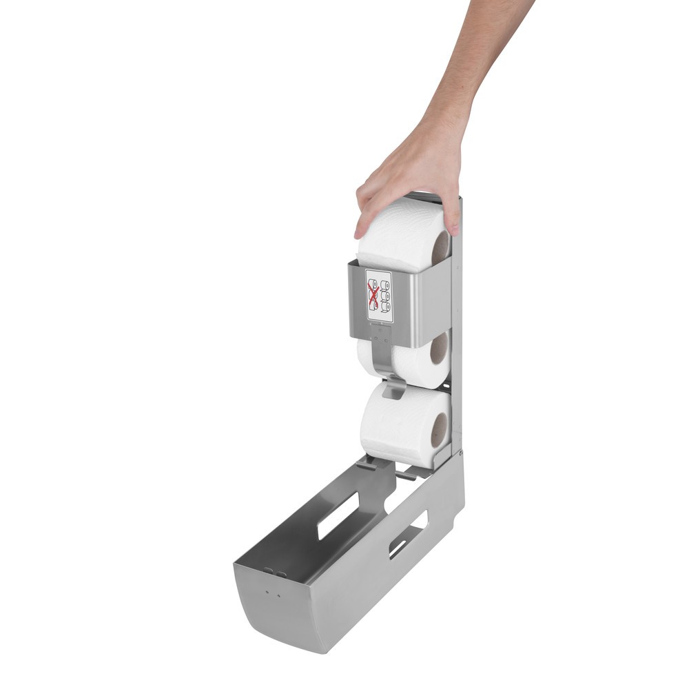 N° de l'image du produit 5 : Distributeur de papier toilette Air-Wolf pour 3 rouleaux de papier toilette, acier inoxydable brossé