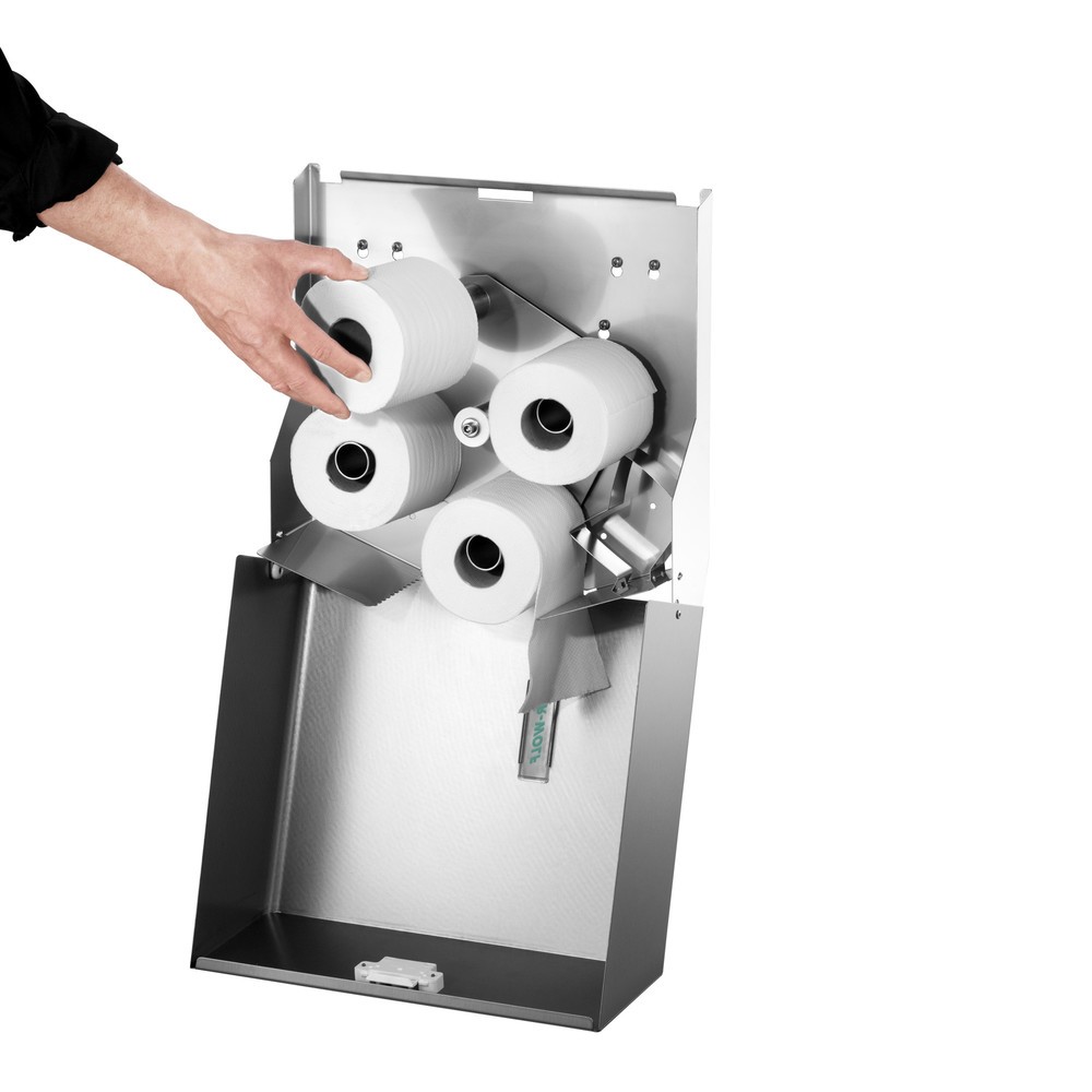 N° de l'image du produit 9 : Distributeur de papier toilette Duplex Air-Wolf en acier inoxydable brossé