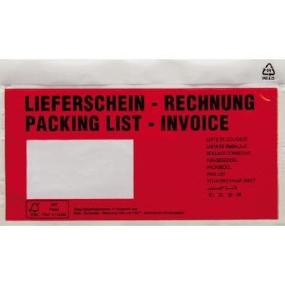 Produktabbildung: Dokumententasche Lieferschein- Rechnung DL mF sk rt 250 St./Pack.