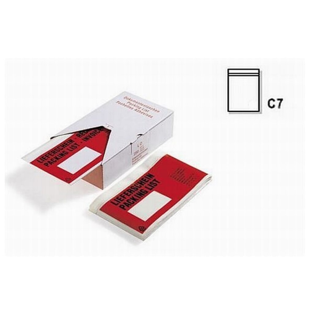 Dokumententaschen, 90 x 118 mm, DIN C7, ohne Druck, 1 VE = 2000 Stk Produktabbildung: Dokumententaschen, 90 x 118 mm, DIN C7, ohne Druck, 1 VE = 2000 Stk