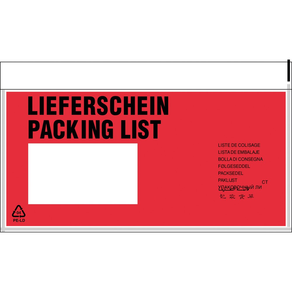 Produktabbildung Nr. 1: Dokumententaschen 'Lieferschein', LxB 240 x 110 mm, DIN lang, 1.000 Stk/VE