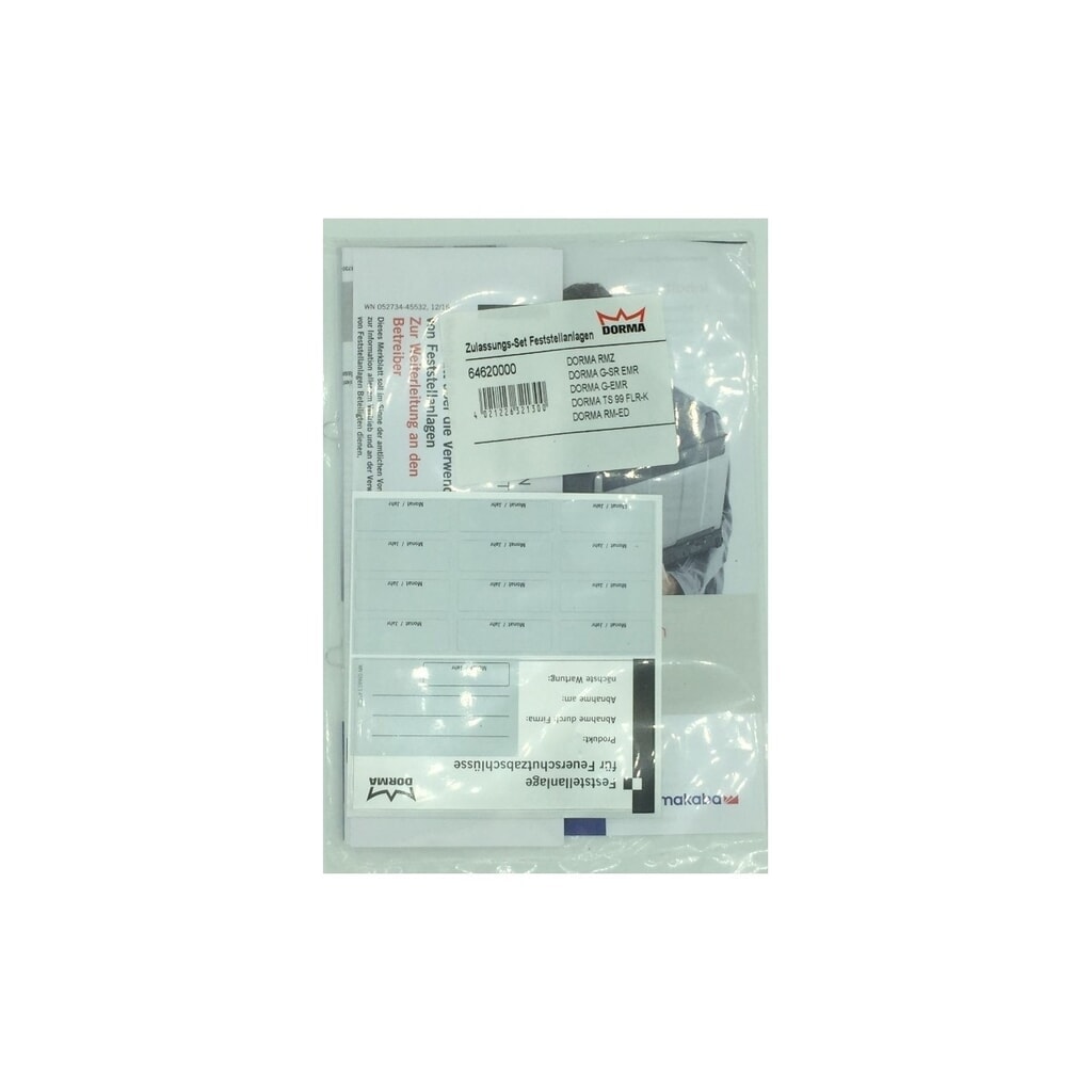 DORMAKABA Zulassungs-Set, für Feststellanlagen Produktabbildung Nr. 2: DORMAKABA Zulassungs-Set, für Feststellanlagen