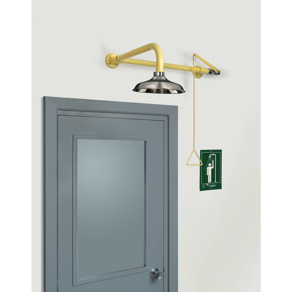 Illustration du produit: Douche corporelle Erbstößer®, DIN EN 15154-1/-5, montage mural au-dessus d'une porte, pommeau de douche en acier inoxydable