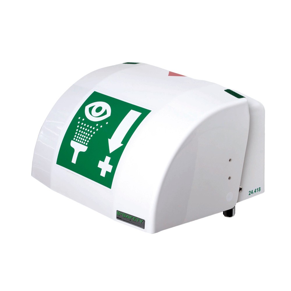 Illustration du produit: Douche oculaire/pour visage B-Safety PremiumLine, cuvette de récupération avec couvercle, montage mural