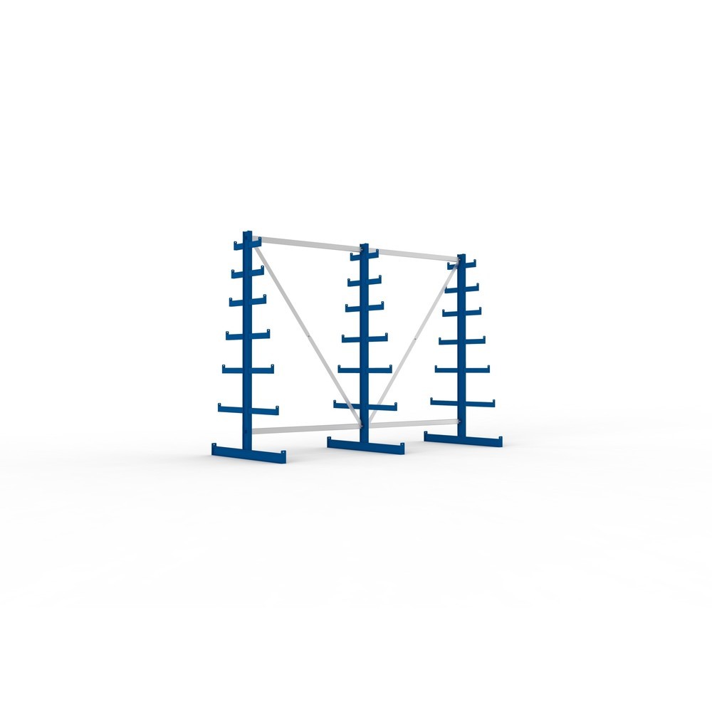 Product afbeelding: Complete draagarmstelling META, dubbelzijdig, draagvermogen per arm 150 kg, hxbxd 2.000 x 2.755 x 1.090 mm, 3 staanders
