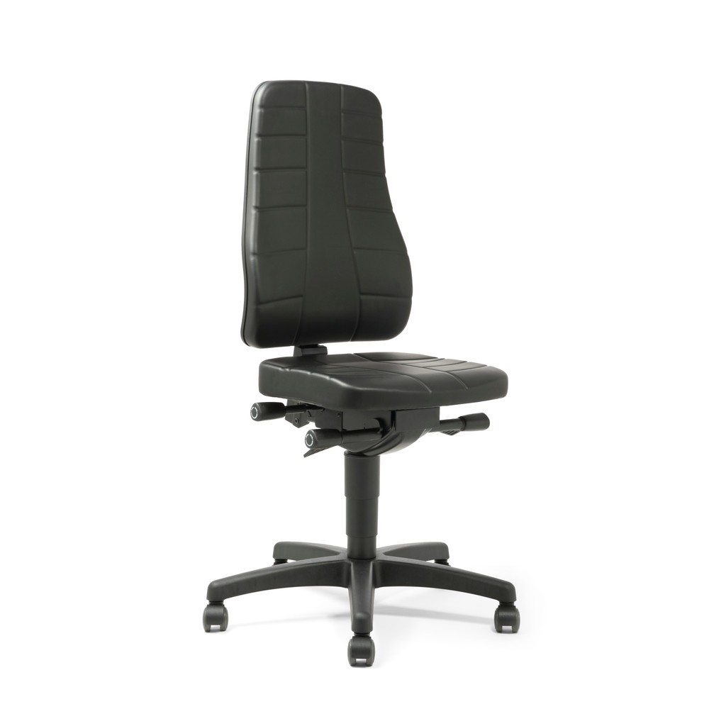 Product afbeelding: Draaibare werkstoel bimos All-In-One Highline, kunstleer, met wielen, zwart