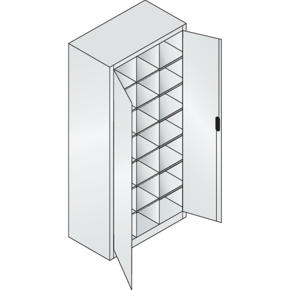 Productafbeelding nr. 2: Draaideurkast met 21 vakken, hxbxd 1.950 x 930 x 400 mm, lichtgrijs, gentiaanblauw