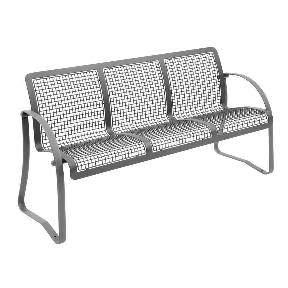 Produktabbildung: Drahtgitter-Sitzbank Alfo, 3 Sitze, mit Rückenlehne, weinrot, nachtblau