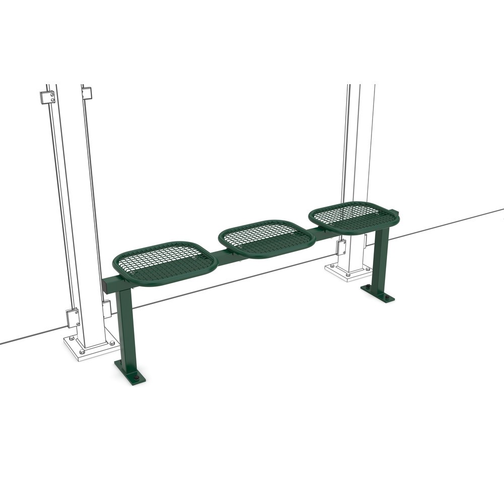 Produktabbildung: Drahtgitter-Sitzbank, freistehend, 3 Sitze, moosgrün
