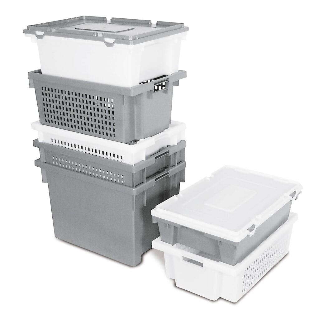 Eurobox, Wände + Boden durchbrochen, 32 Liter, weiß Produktabbildung Nr. 4: Eurobox, Wände + Boden durchbrochen, 32 Liter, weiß