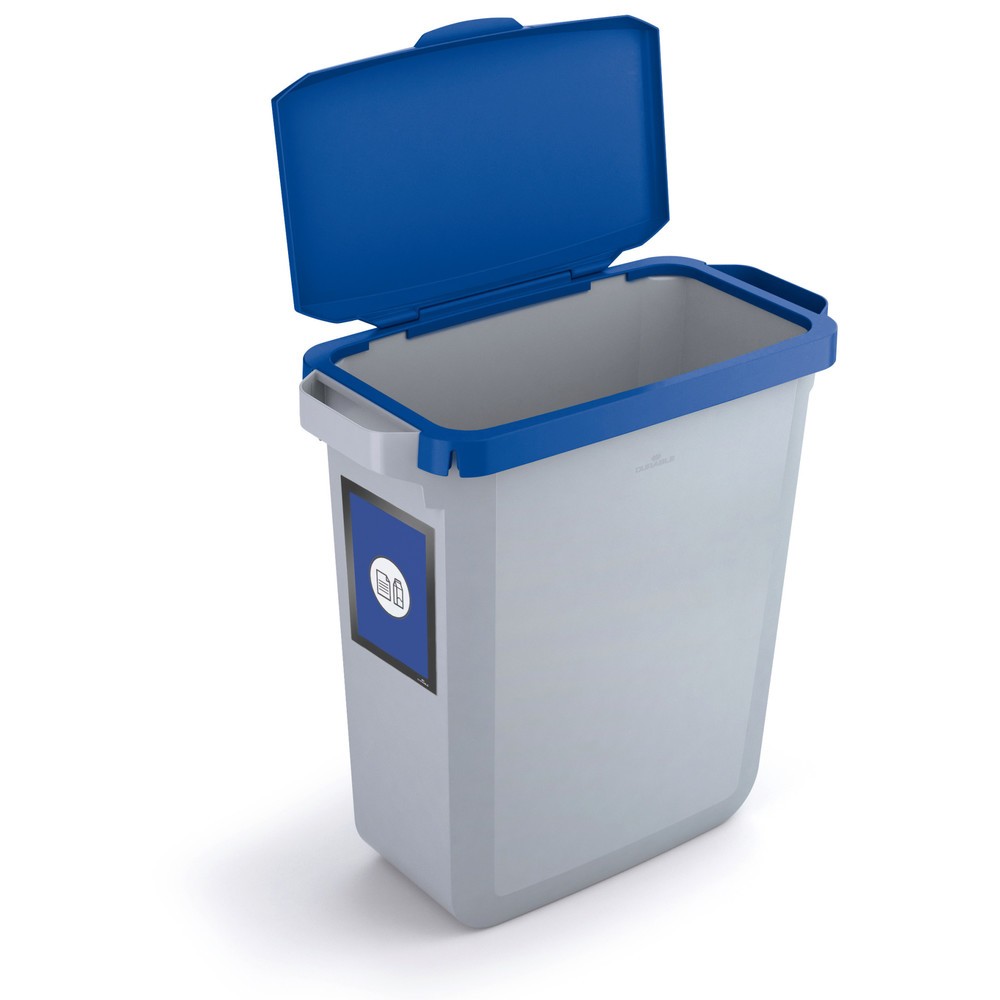 Produktabbildung Nr. 7: DURABLE Abfallbehälter DURABIN® 60L mit Klappdeckel + Info-Rahmen DURAFRAME®, blau
