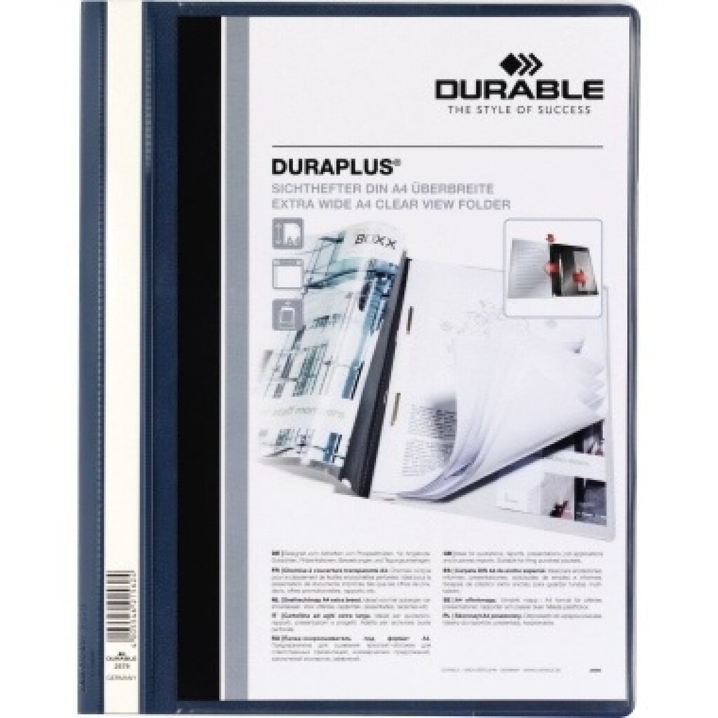 DURABLE Angebotshefter DURAPLUS 257907 DIN A4 PP dunkelblau Produktabbildung: DURABLE Angebotshefter DURAPLUS 257907 DIN A4 PP dunkelblau