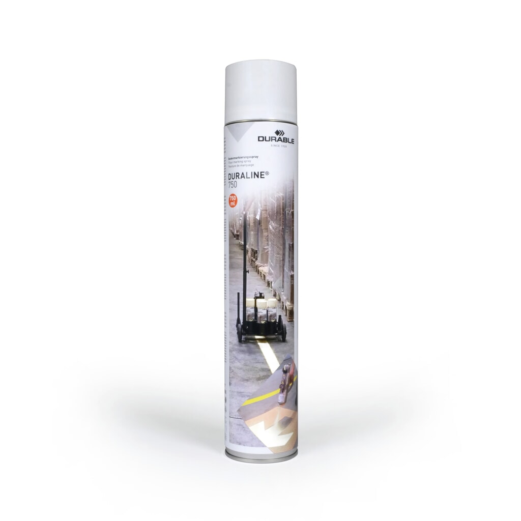 DURABLE Boden-Markierungsfarbe Spray DURALINE®, Innen und Außen, 750 ml, weiß Produktabbildung: DURABLE Boden-Markierungsfarbe Spray DURALINE®, Innen und Außen, 750 ml, weiß