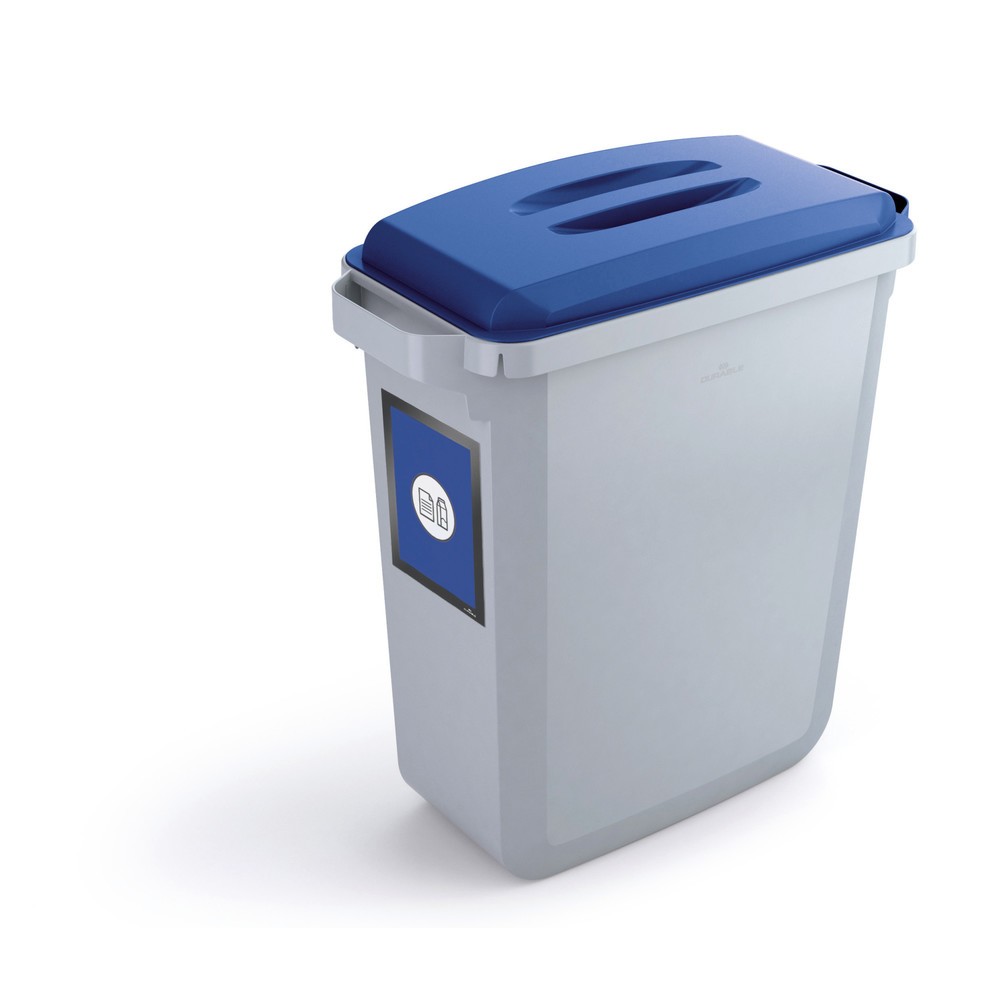 N° de l'image du produit 2 : DURABLE Conteneur à déchets DURABIN® 60L avec couvercle + cadre d’affichage DURAFRAME®, bleu