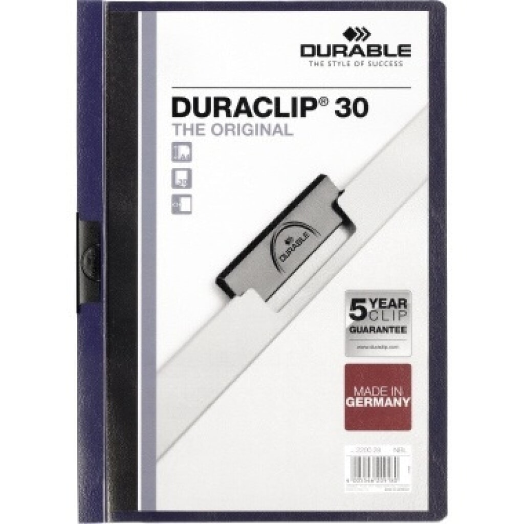DURABLE Klemmmappe DURACLIP 30 220028 DIN A4 Hartfolie nachtblau Produktabbildung Nr. 1: DURABLE Klemmmappe DURACLIP 30 220028 DIN A4 Hartfolie nachtblau