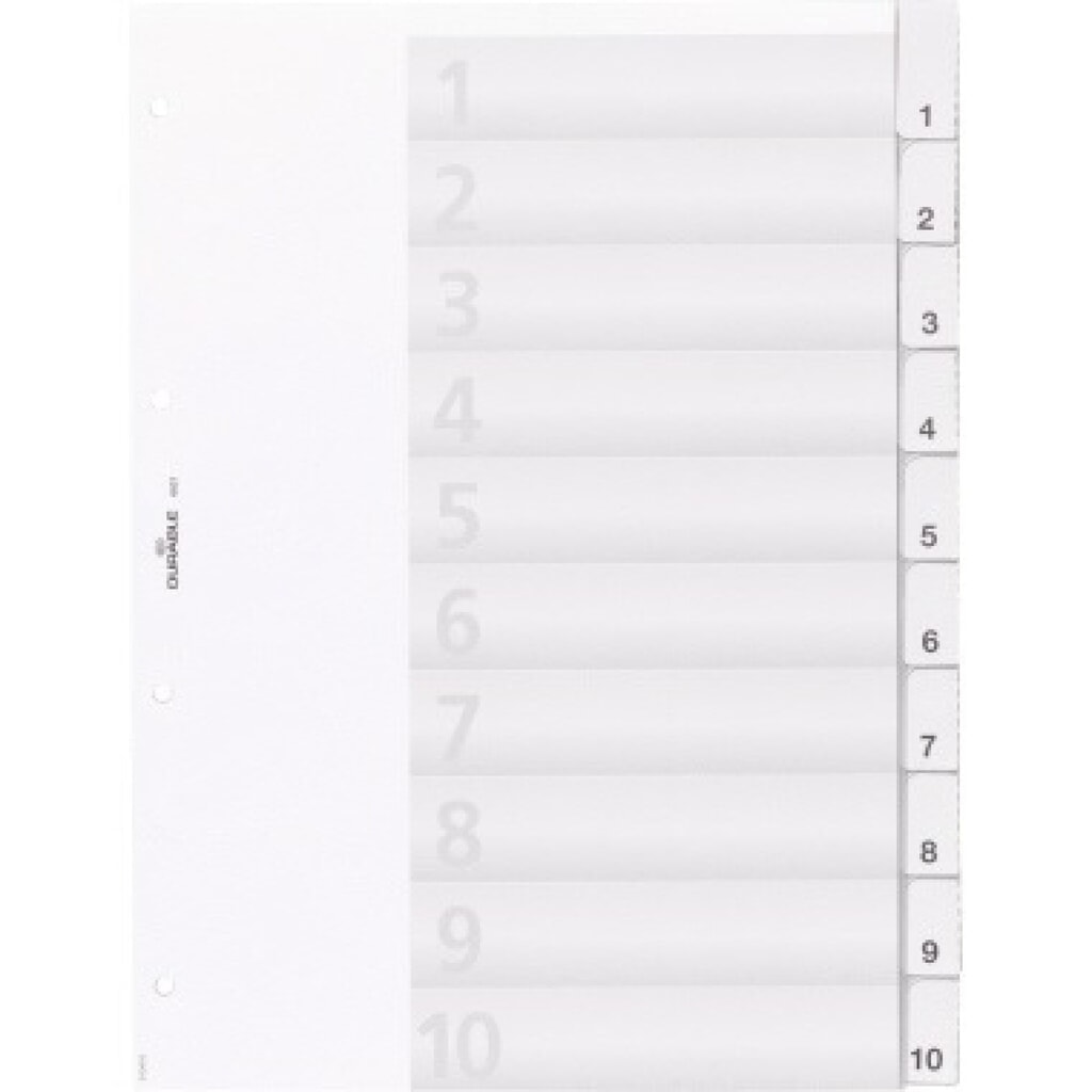 DURABLE Register 682119 DIN A4 10teilig Hartfolie tr Produktabbildung: DURABLE Register 682119 DIN A4 10teilig Hartfolie tr