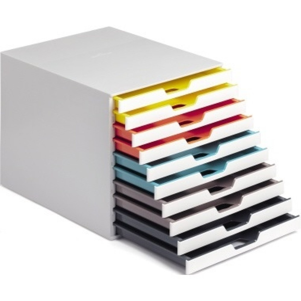 Produktabbildung: DURABLE Schubladenbox VARICOLOR MIX 10 763027 10Fächer grau/farbig