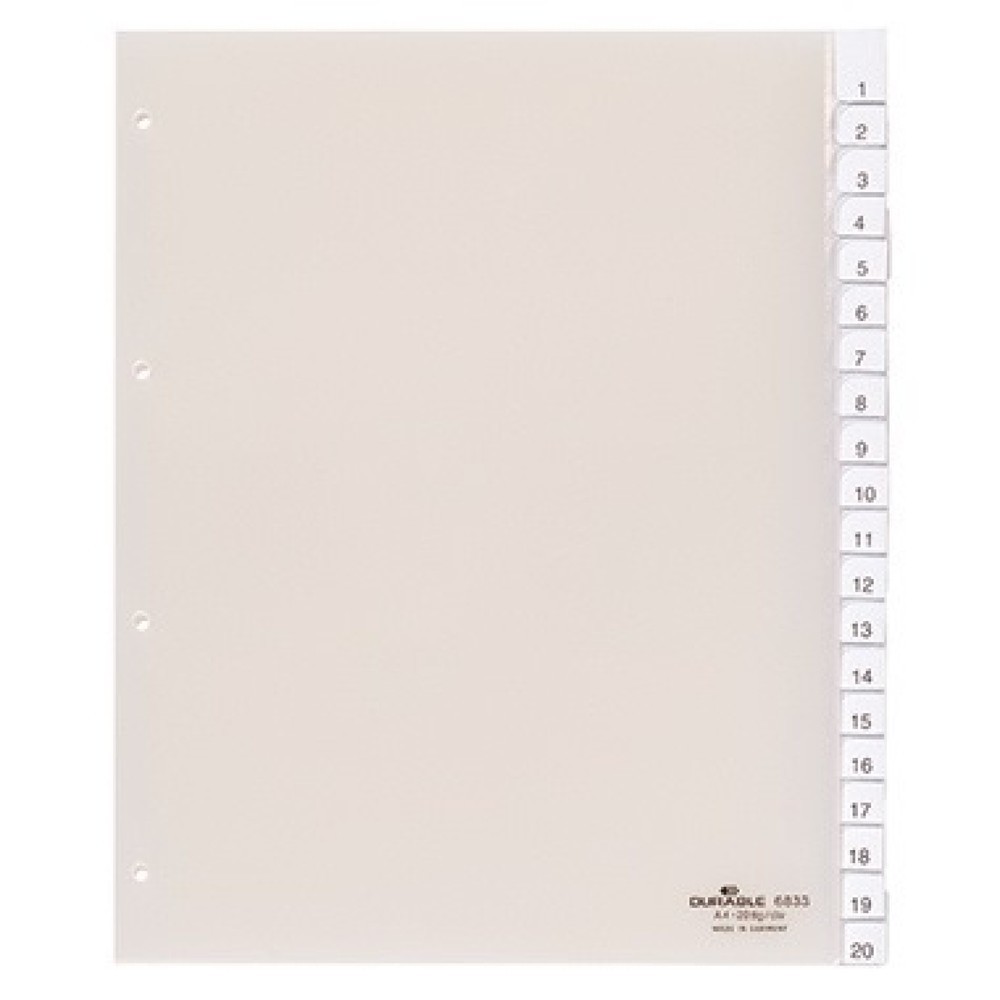 Produktabbildung Nr. 1: DURABLE Register 683319 245x297cm 20teilig Hartfolie tr