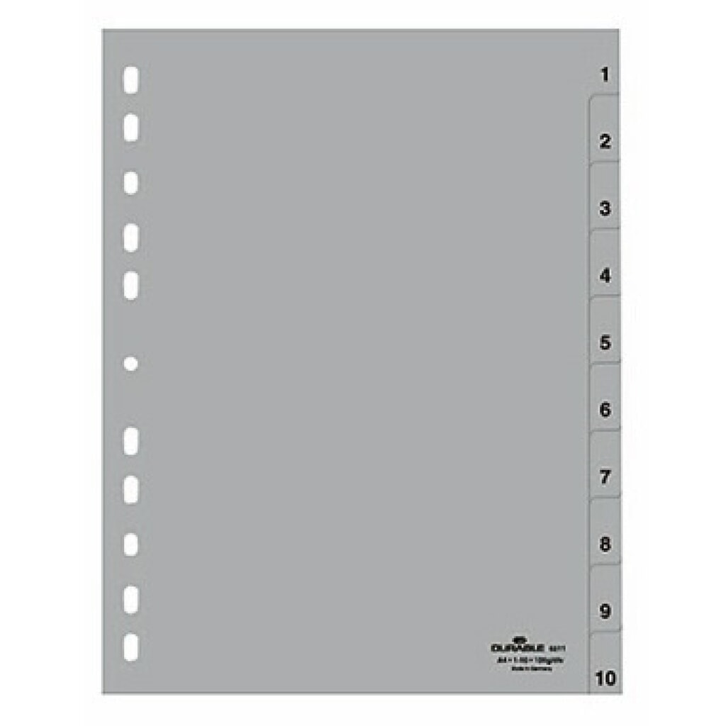 Produktabbildung: DURABLE Ordnerregister 651110 für A4 1-10 10tlg geprägte Taben