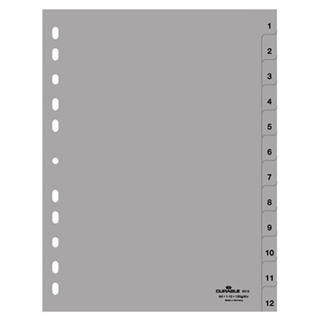 DURABLE Ordnerregister 651210 für A4 1-12 12tlg geprägte Taben Produktabbildung: DURABLE Ordnerregister 651210 für A4 1-12 12tlg geprägte Taben