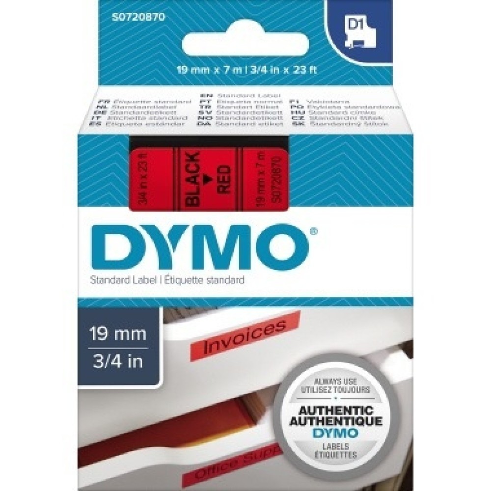 Produktabbildung: DYMO Schriftbandkassette D1 S0720870 19mmx7m sw auf rt