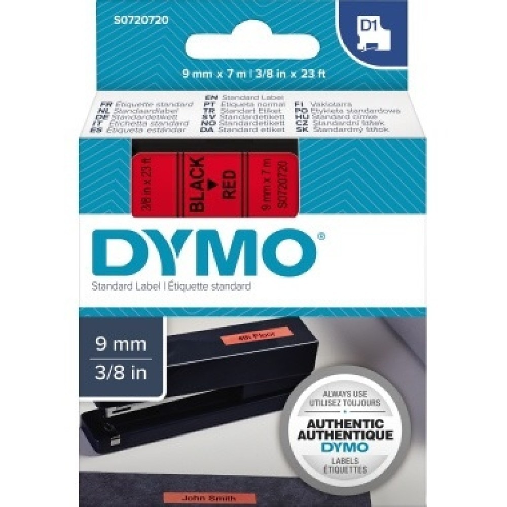 Produktabbildung Nr. 1: DYMO Schriftbandkassette D1 S0720720 9mmx7m schwarz auf rot