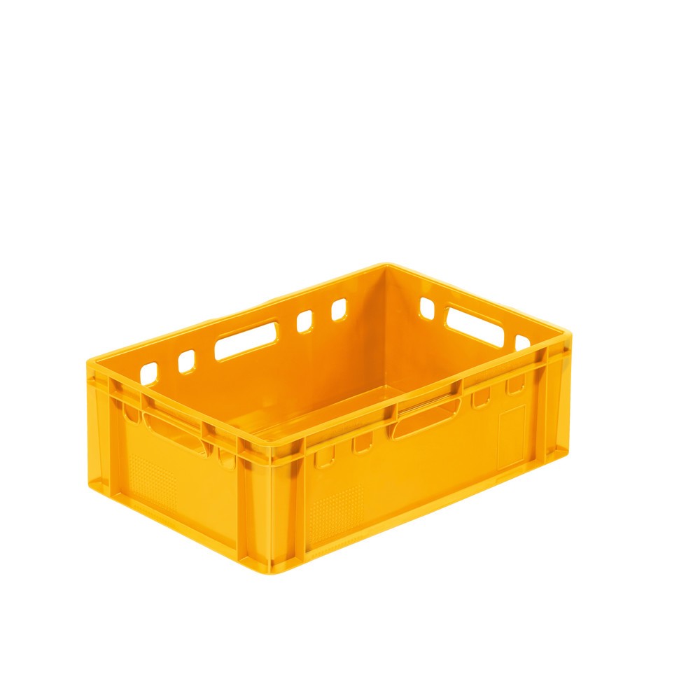 Produktabbildung: Alpha Eurobox aus PE, E2 Fleischkiste mit geschlossenen Wänden, HxBxT 220 x 400 x 600 mm, gelb