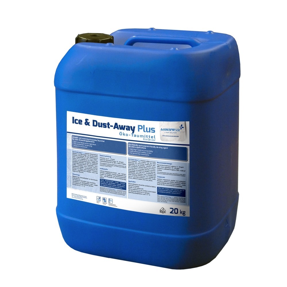 Product afbeelding: Ecologisch ontdooimiddel Ice Dust Away Plus, 36 jerrycans van 20 kg, pallet