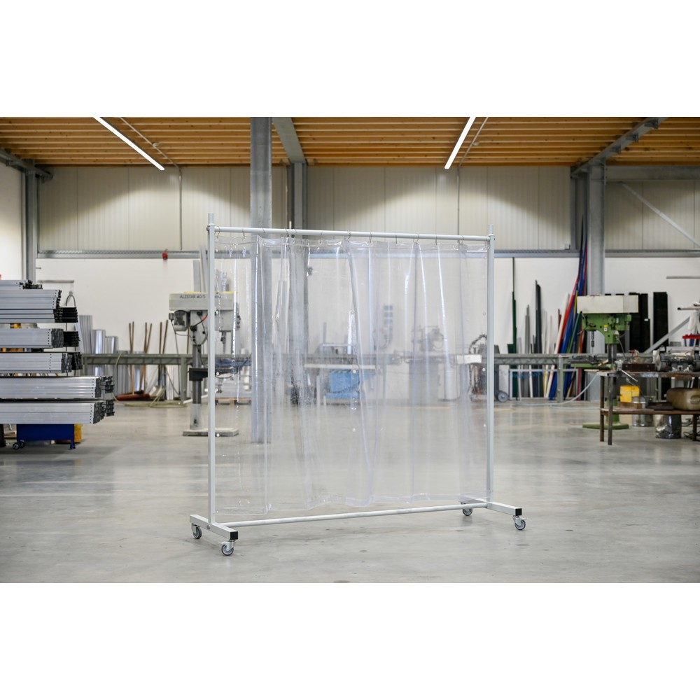 N° de l'image du produit 2 : Écran de protection mobile à pans orientables, en 1 parties, bâche 0,4 mm, transparent