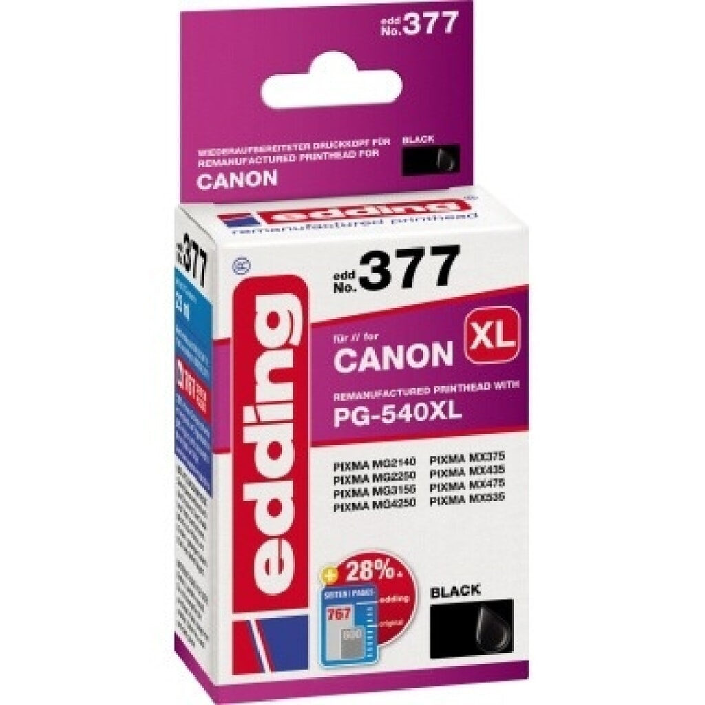 edding Tintenpatrone 18-377 Canon No.540XL schwarz Produktabbildung: edding Tintenpatrone 18-377 Canon No.540XL schwarz