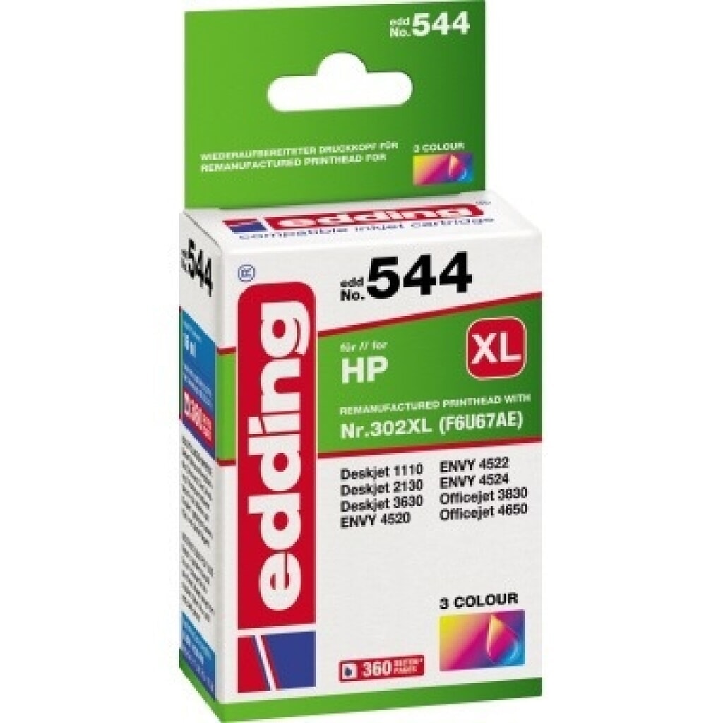 edding Tintenpatrone 18-544 wie HP 302XL F6U67AE colour Produktabbildung: edding Tintenpatrone 18-544 wie HP 302XL F6U67AE colour