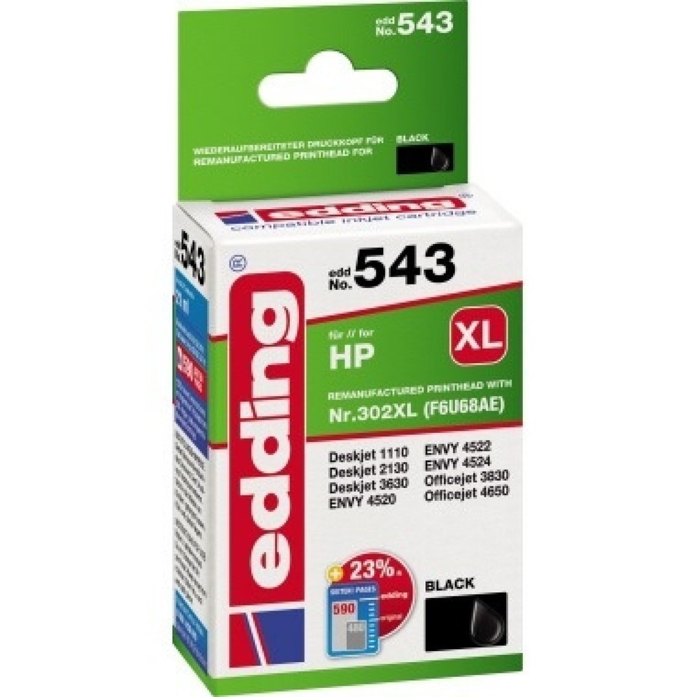 Produktabbildung: edding Tintenpatrone 18-543 wie HP 302XL F6U68AE schwarz