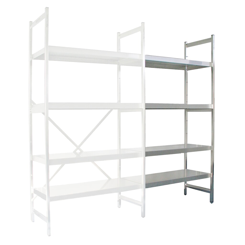 Edelstahl-Regal mit geschlossenen Fachböden, AF, FL 600 kg, HxBxT 1.600 x 775 x 300 mm Produktabbildung: Edelstahl-Regal mit geschlossenen Fachböden, AF, FL 600 kg, HxBxT 1.600 x 775 x 300 mm