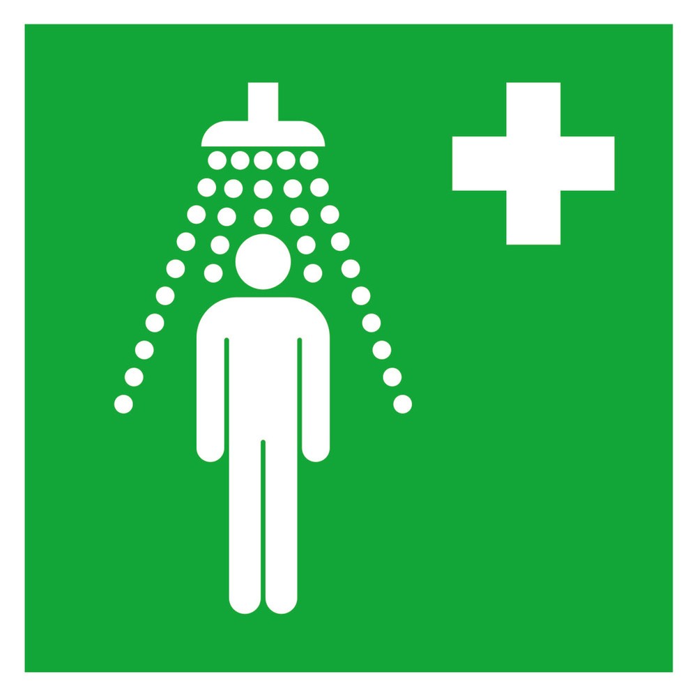 Product afbeelding: SafetyMarking® Nooddouche, hxb 150 x 150 mm, folie HI