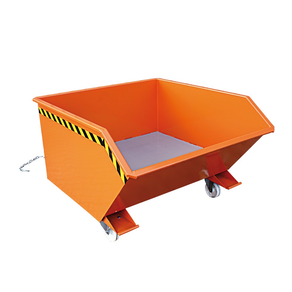 Illustration du produit: Eichinger® Benne à copeaux à fond en tôle perforée et robinet de vidange, 1 000 kg, 300 litres, orangé pur