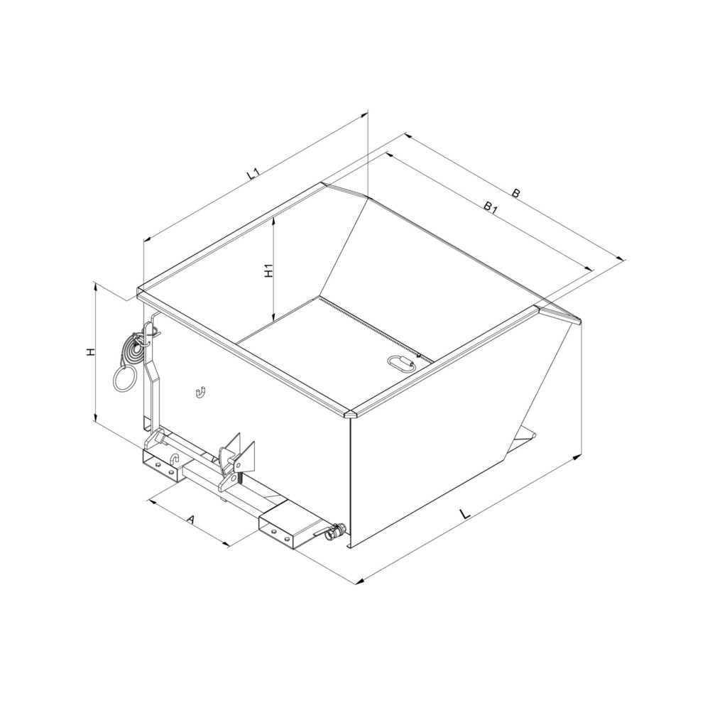 N° de l'image du produit 3 : Eichinger® Benne à copeaux à fond en tôle perforée et robinet de vidange, 1 500 kg, 1500 litres, gris anthracite