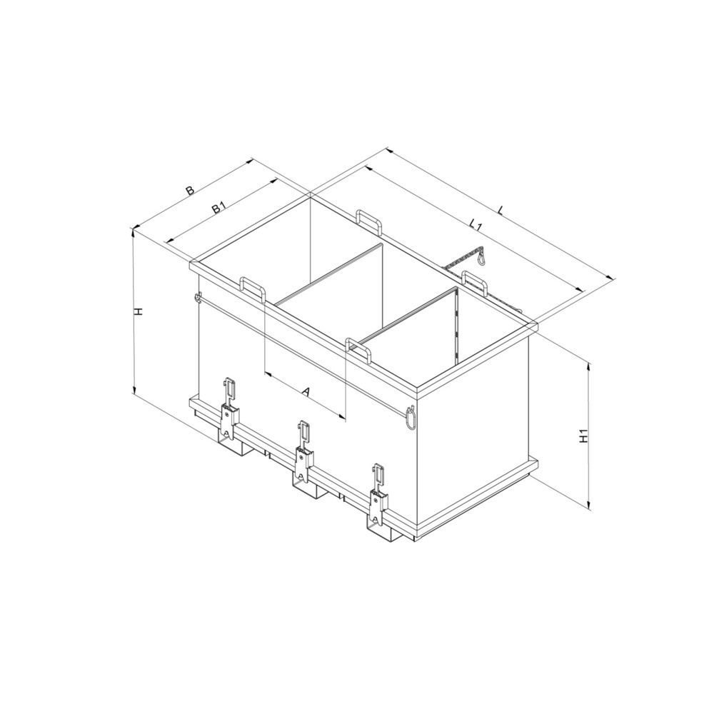 N° de l'image du produit 3 : Eichinger® Benne à fond basculant, Système de tri, 3x600 litres gris anthracite