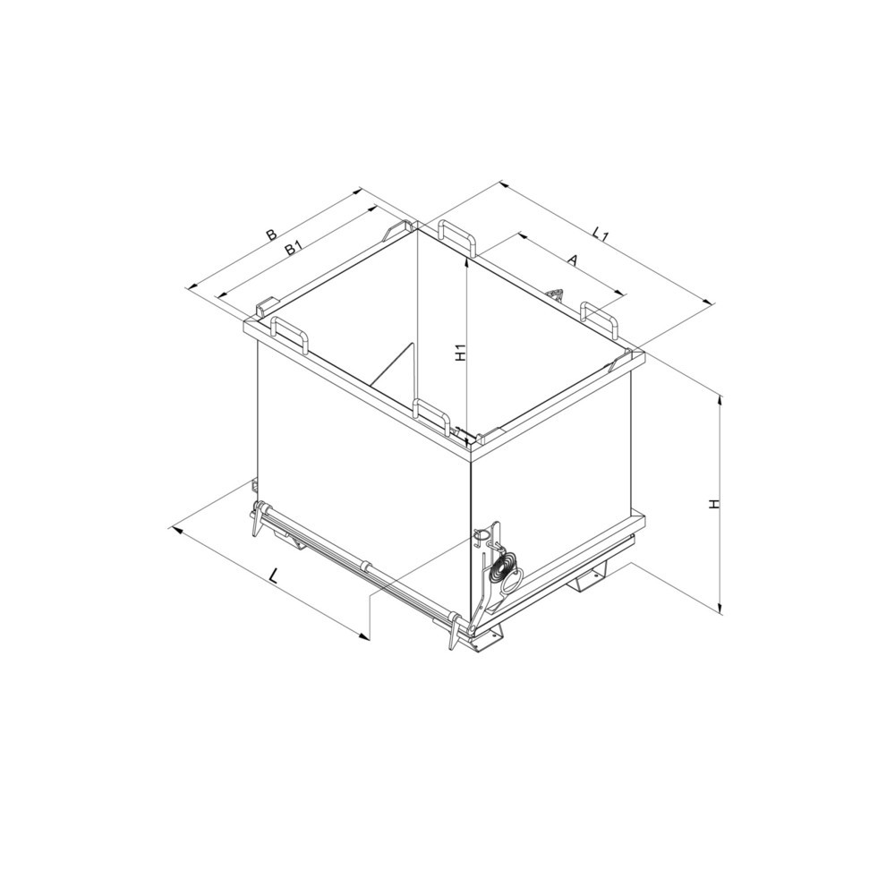 N° de l'image du produit 6 : Conteneur à fond pliable avec câble de traction, volume 0.75 m³, gris anthracite