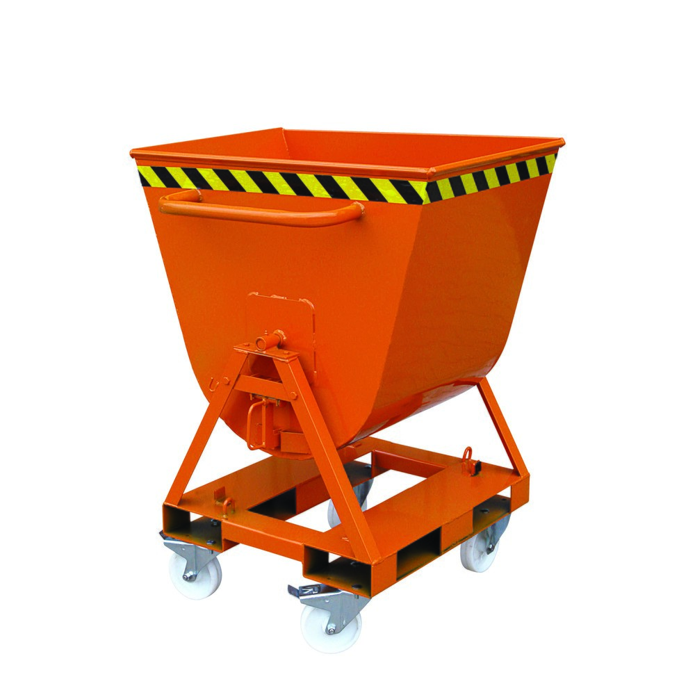N° de l'image du produit 2 : Eichinger® Benne basculante basculable des 2 côtés, accessible des 4 côtés, 500 kg, 300 litres orangé pur