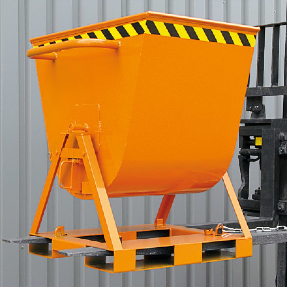 N° de l'image du produit 3 : Eichinger® Benne basculante basculable des 2 côtés, accessible des 4 côtés, 500 kg, 300 litres orangé pur