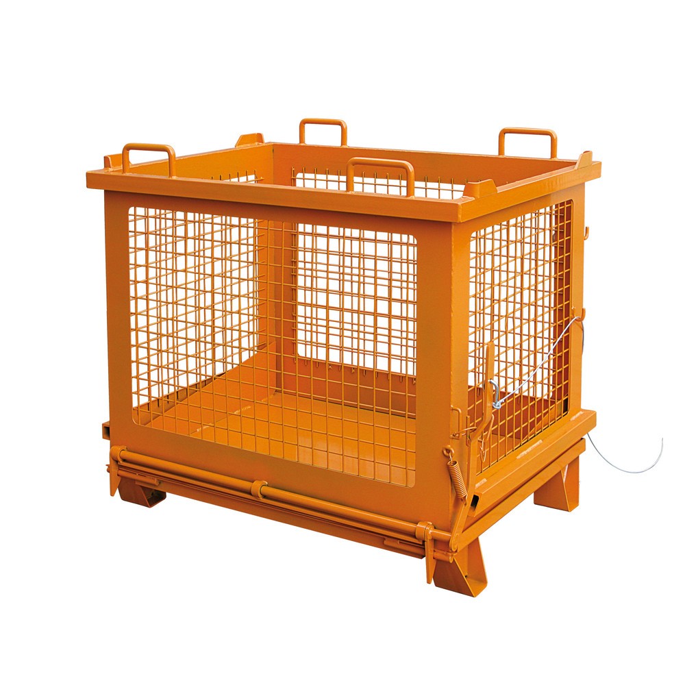 Illustration du produit: Eichinger® Benne basculante à grille avec fond basculant déverrouillable, 500 kg, 1 000 litres, orangé pur
