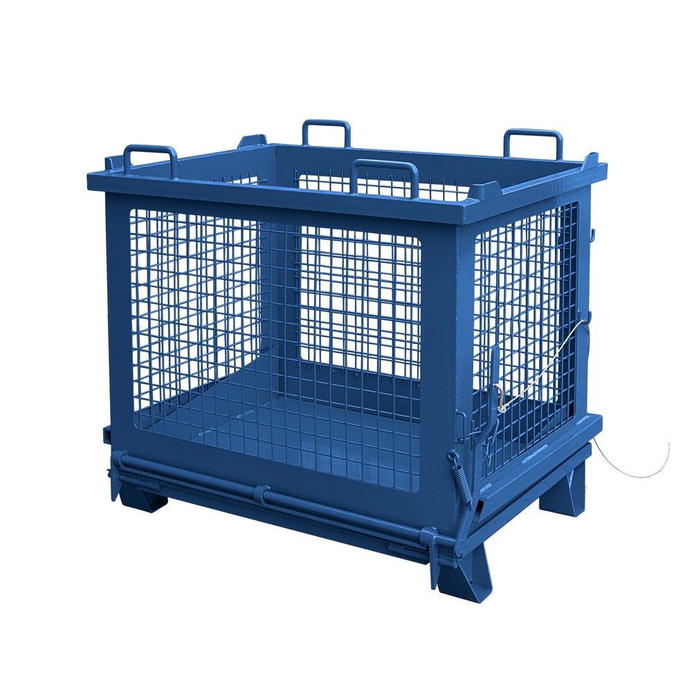 Illustration du produit: Eichinger® Benne basculante à grille avec fond basculant déverrouillable, 500 kg, 1 000 litres, bleu gentiane