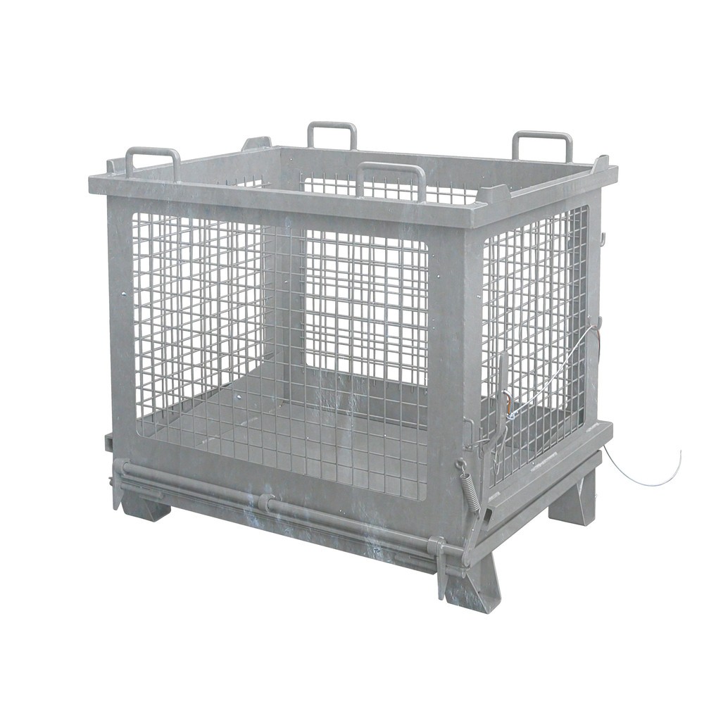 Illustration du produit: Eichinger® Benne basculante à grille avec fond basculant déverrouillable, 500 kg, 1 000 litres, galvanisée à chaud